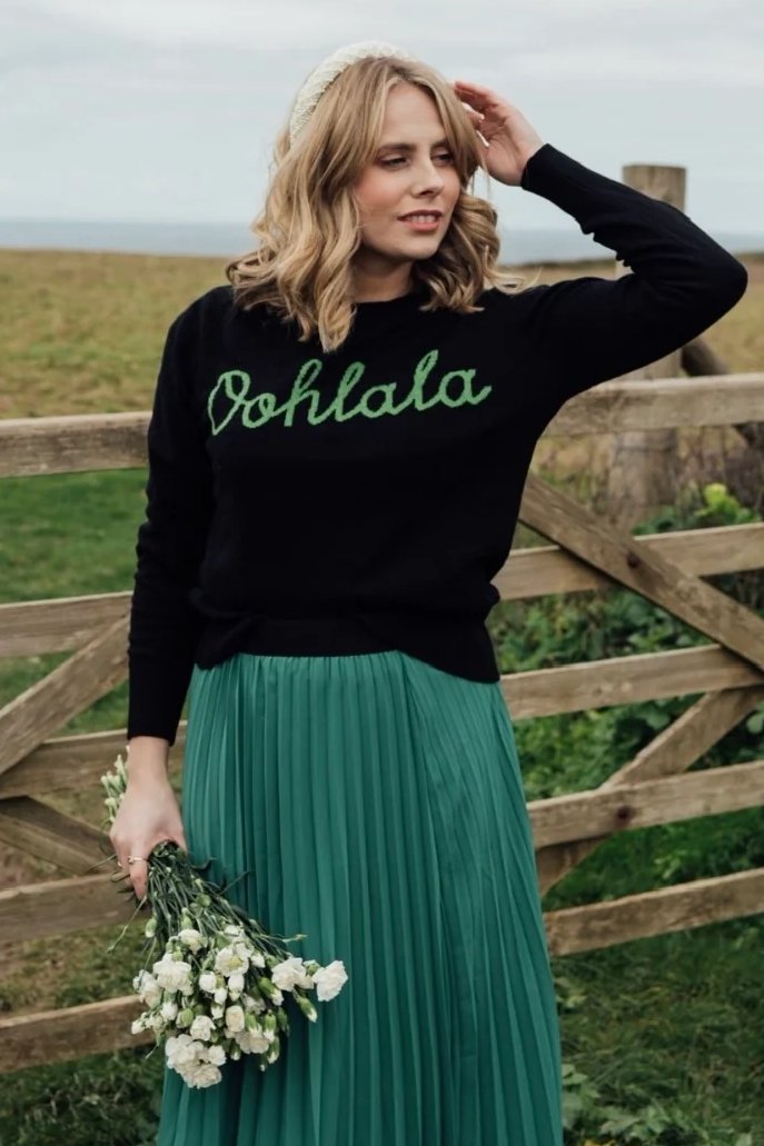 Ooh La La Cashmere Blend Jumper | Black x Green