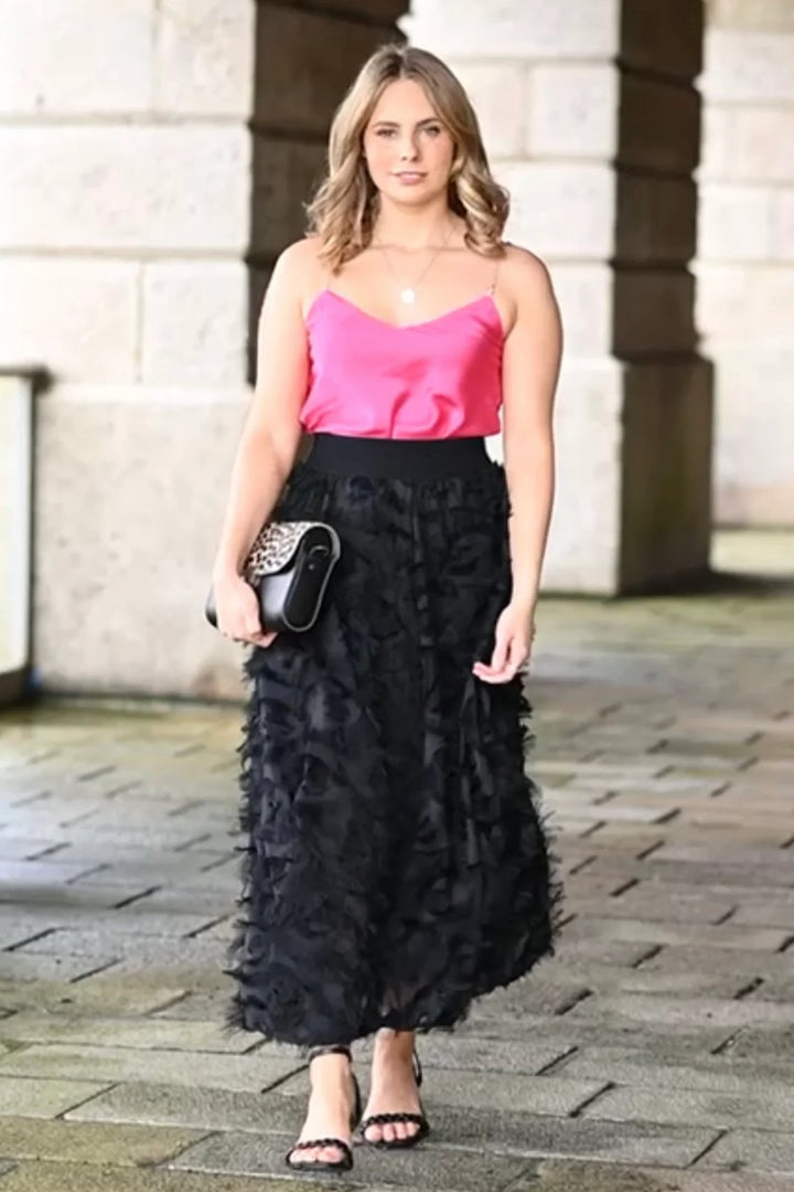 Jennifer Eyelash Texture Skirt | Black