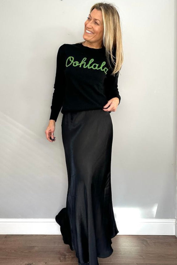 Ooh La La Cashmere Blend Jumper | Black x Green