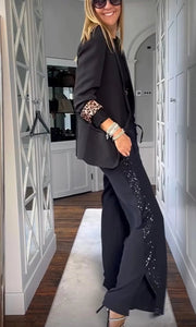 Abby Leopard Lined Blazer | Black