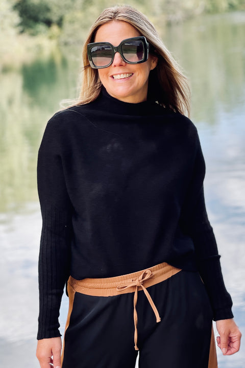 Parker High Neck Batwing Jumper | Black