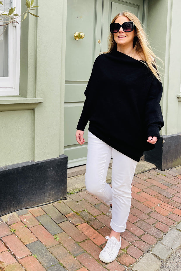Maisie Asymmetric Jumper | Black