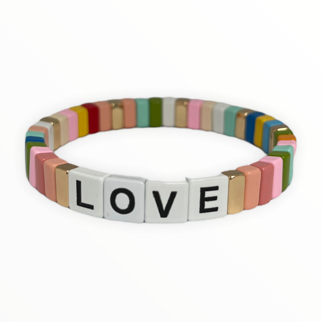 *** PRE ORDER *** (DISPATCH FROM 5/2/2026) Boho Love Enamel Tile Bracelet | Pastel Rainbow