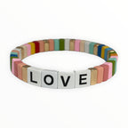 *** PRE ORDER *** (DISPATCH FROM 5/2/2026) Boho Love Enamel Tile Bracelet | Pastel Rainbow