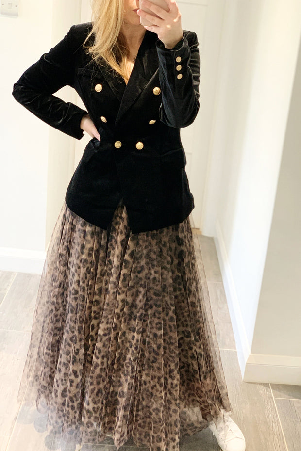 Velvet Double Breasted Blazer - Black - south of the river london