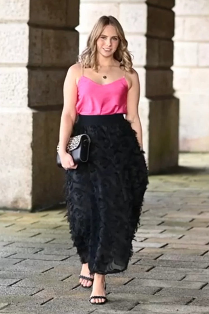 Jennifer Eyelash Texture Skirt | Black