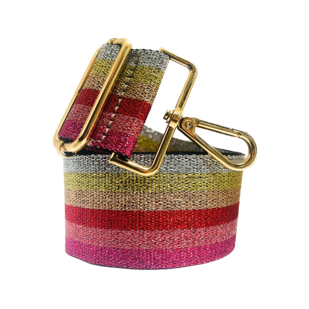 Metallic Stripe Bag Strap | Pink Rainbow