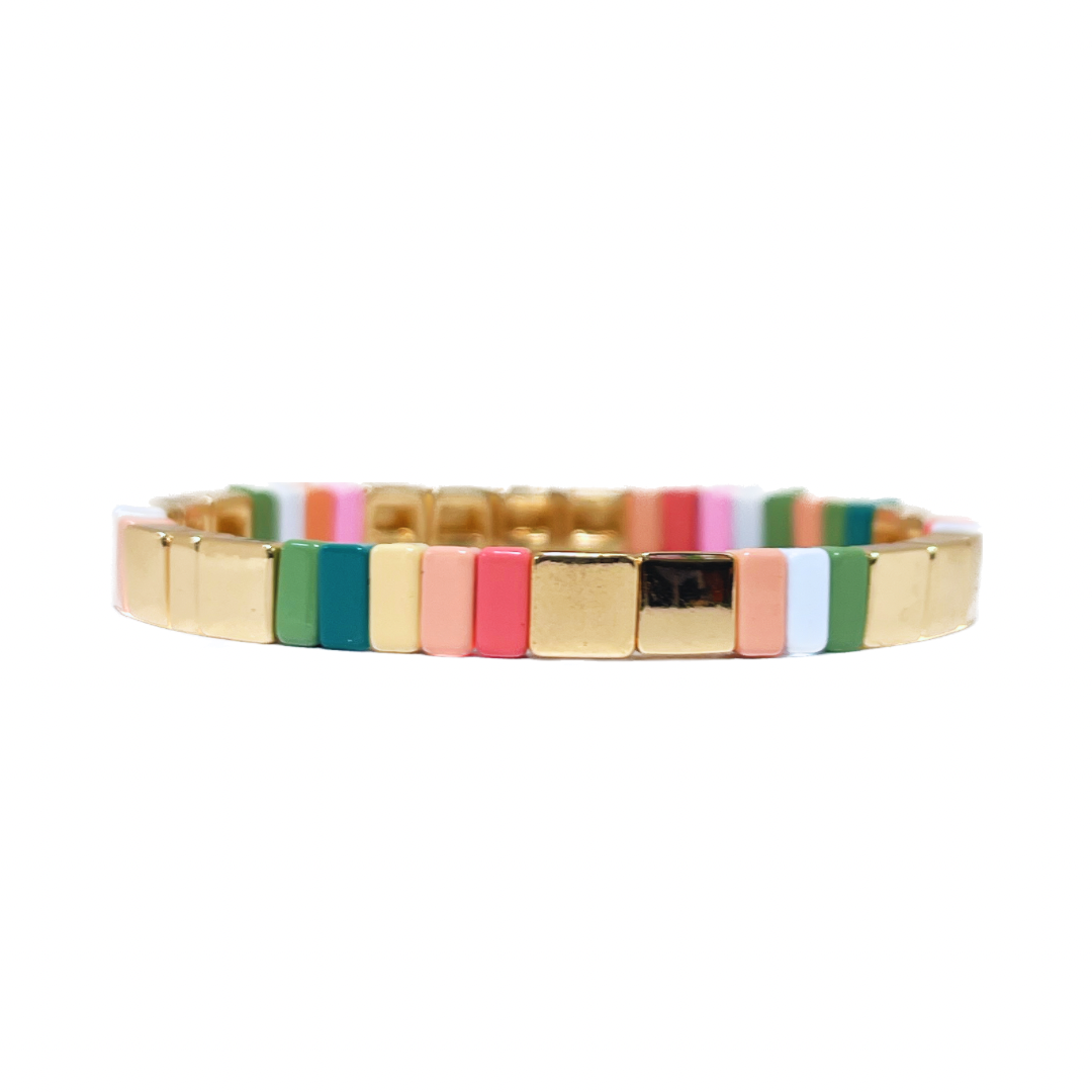 Boho Enamel Tile Bracelet | Pastels x Gold