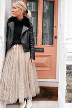 Polka Dot Maxi Tulle Skirt | Creme.