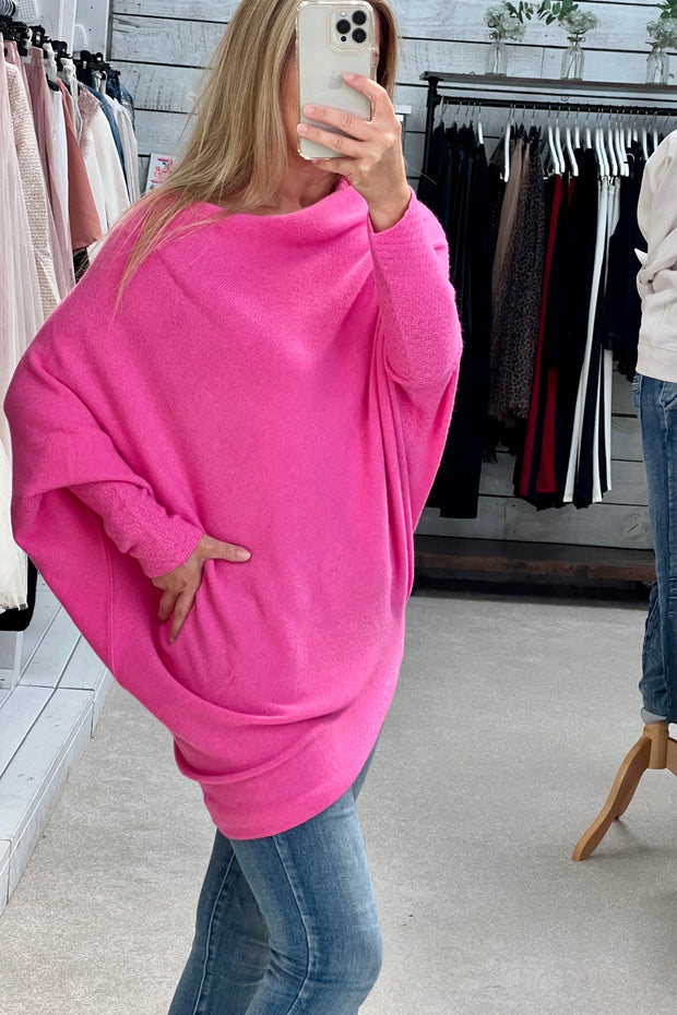 Maisie Asymmetric Jumper | Hot Pink