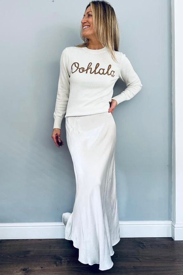 Ooh La La Cashmere Blend Jumper | Cream x Mocha