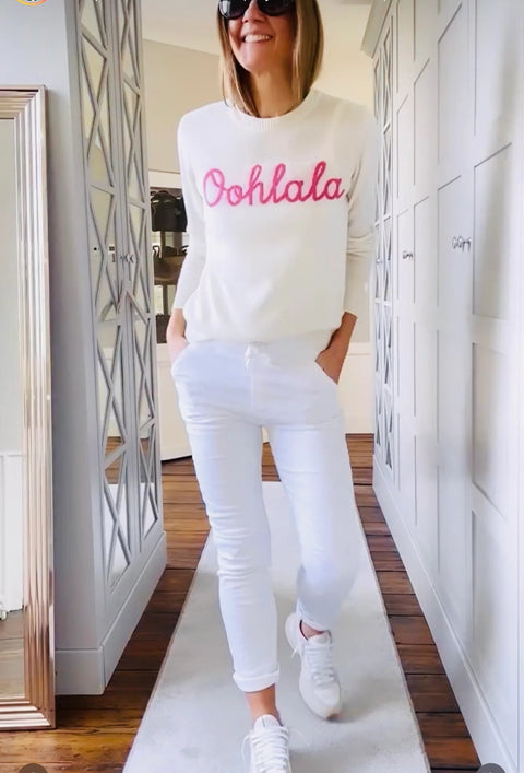 Ooh La La Jumper | Cream x Pink