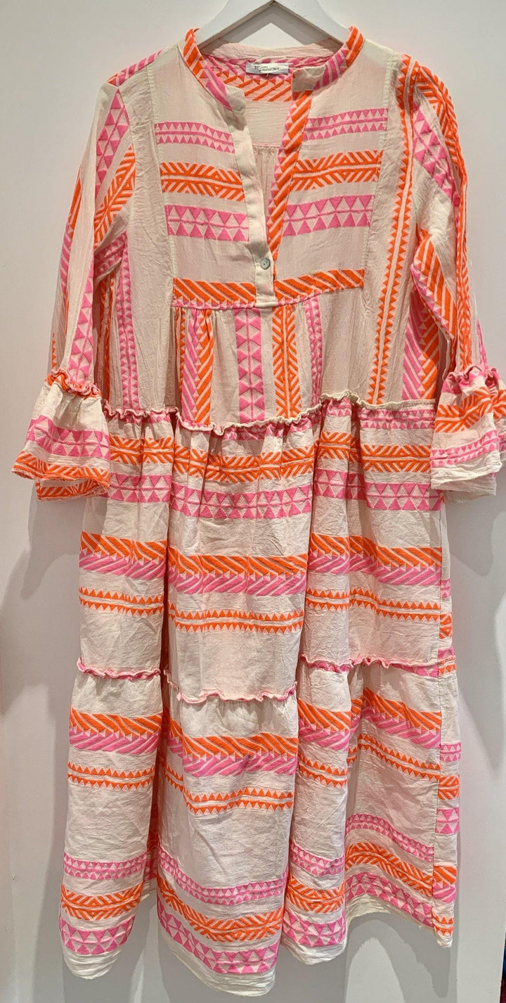 Demi Boho Maxi Dress | Fluro Pink x Orange - south of the river london