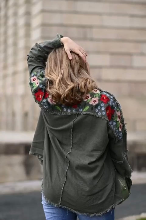 Ibiza Boho Floral Shacket | Khaki