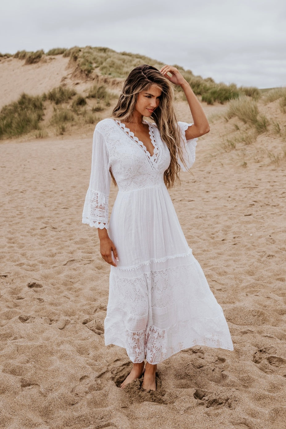Ibiza Dress | White Lace & Crochet Maxi