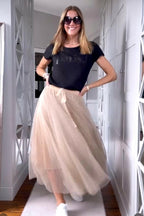 Polka Dot Maxi Tulle Skirt | Creme.