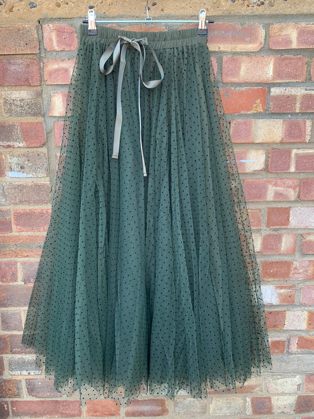 Polka Dot Maxi Tulle Skirt | Awesome Khaki - south of the river london