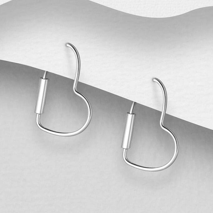 925 Silver Earrings | Mini Open Heart Hoops.