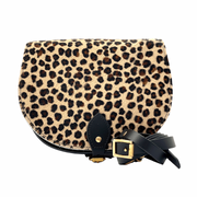 Olivia Leather Crossbody Saddle Bag | Leo Print