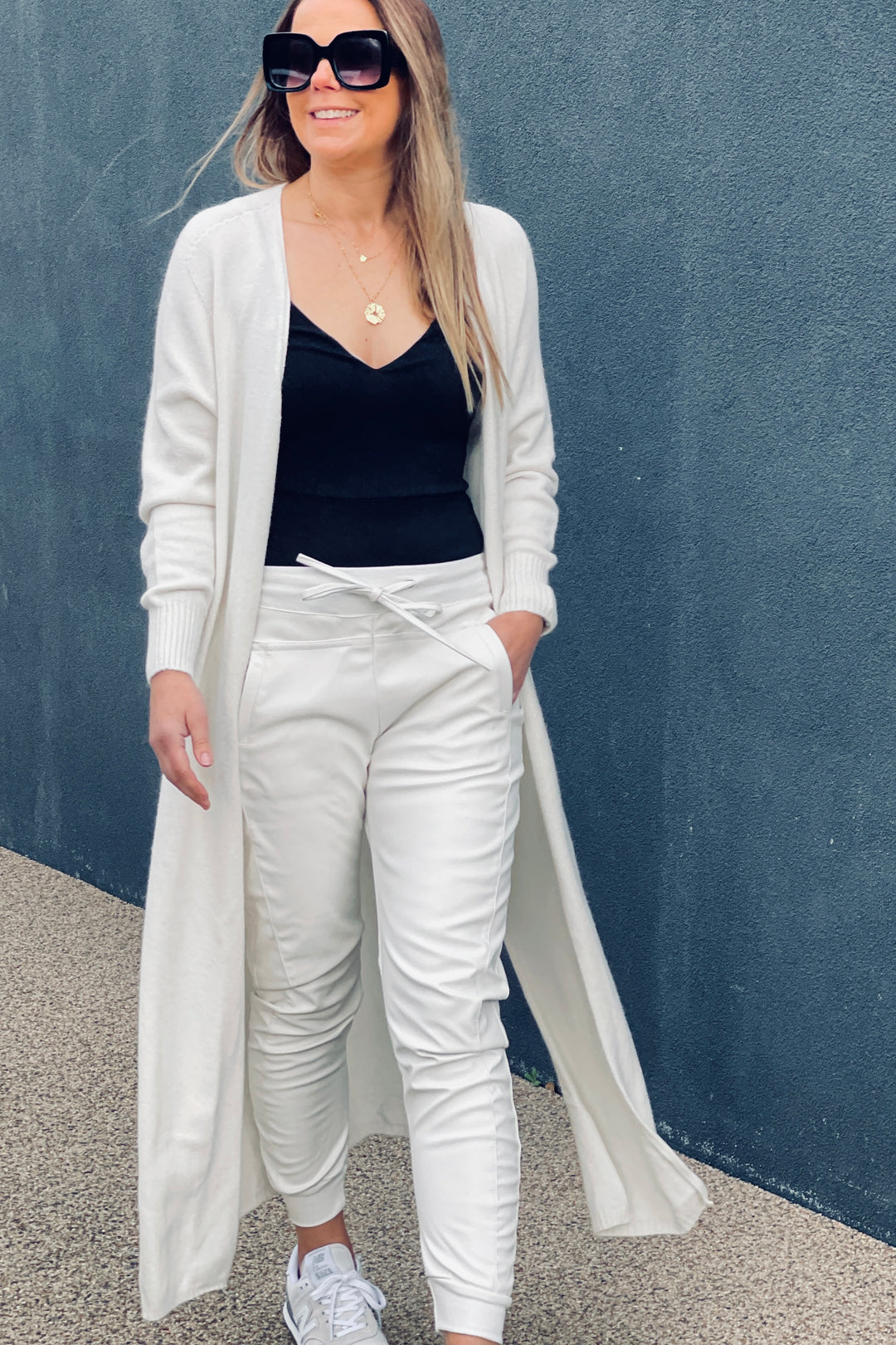 Roxie Luxe Vegan Full Leather Joggers | Cream