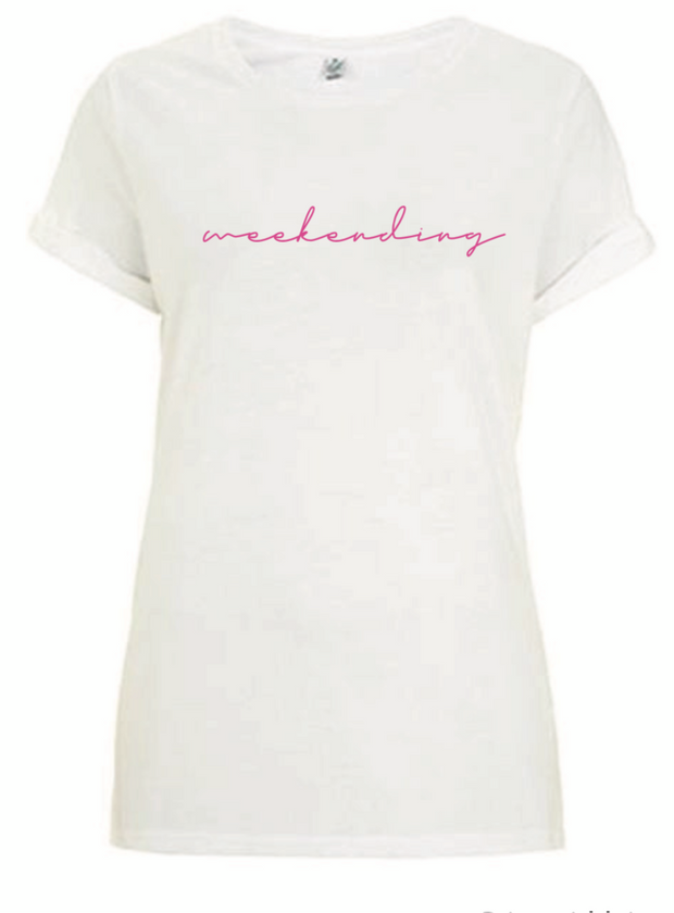 Weekending Tee | White x Neon Pink - south of the river london