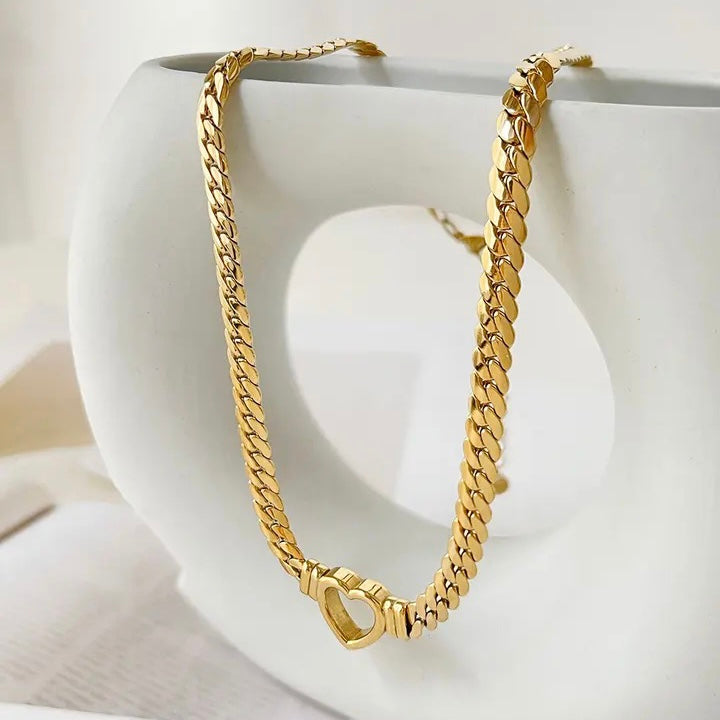 Statement Heart Necklace | Gold
