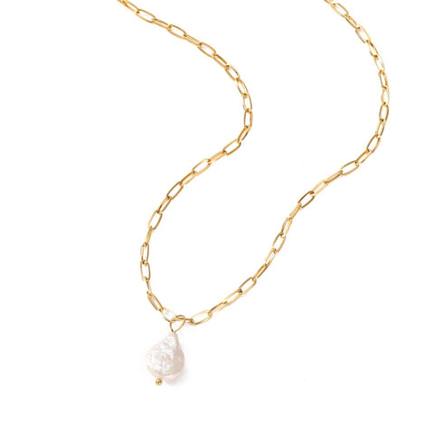 Freshwater Pearl Chain Necklace | Gold