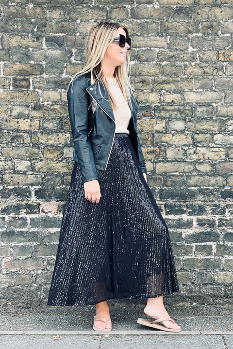 Elsa Sequin Skirt | Black