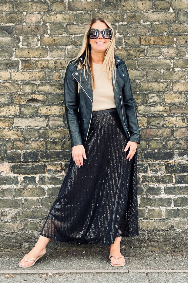 Elsa Sequin Skirt | Black
