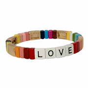 Boho LOVE Tile Bracelet | Rainbow Love with Gold - south of the river london