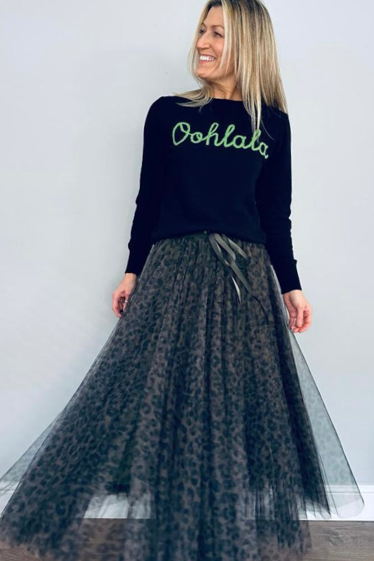 Ooh La La Cashmere Blend Jumper | Black x Green