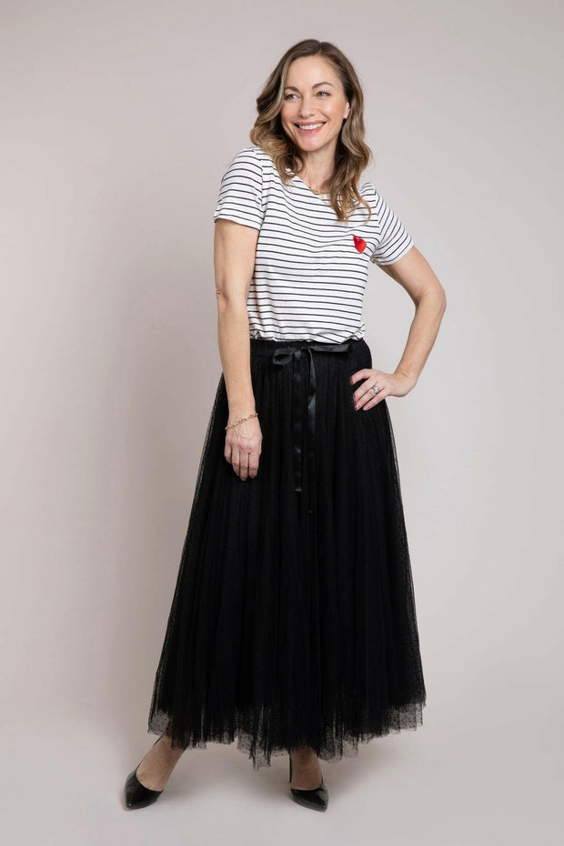 Polka Dot Maxi Tulle Skirt | Black.