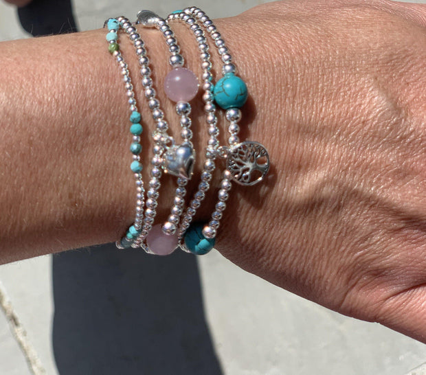 925 Silver Bracelet | Turquoise Bead Bracelet - south of the river london