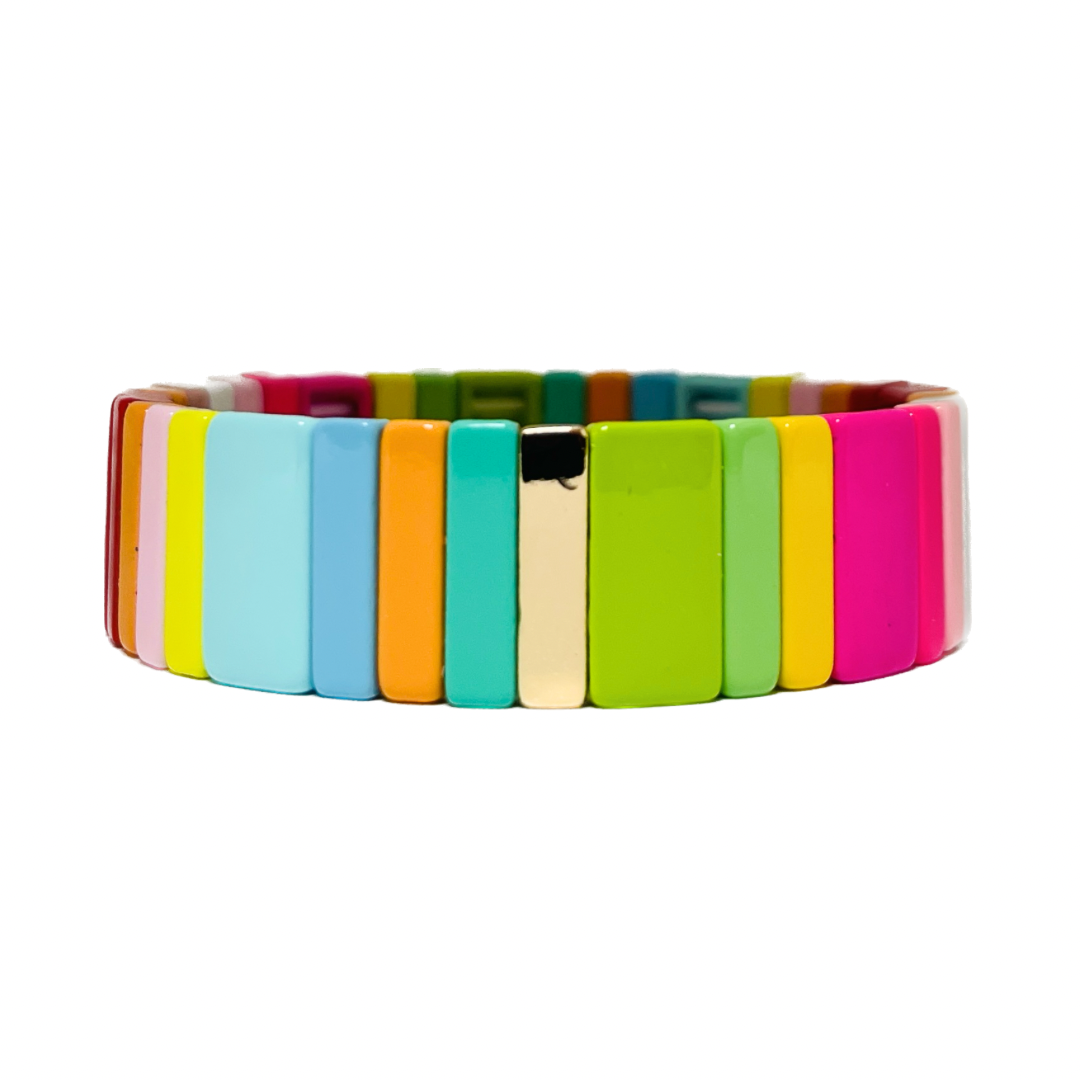 Boho Tile Bracelet | Chunky Neon Rainbow