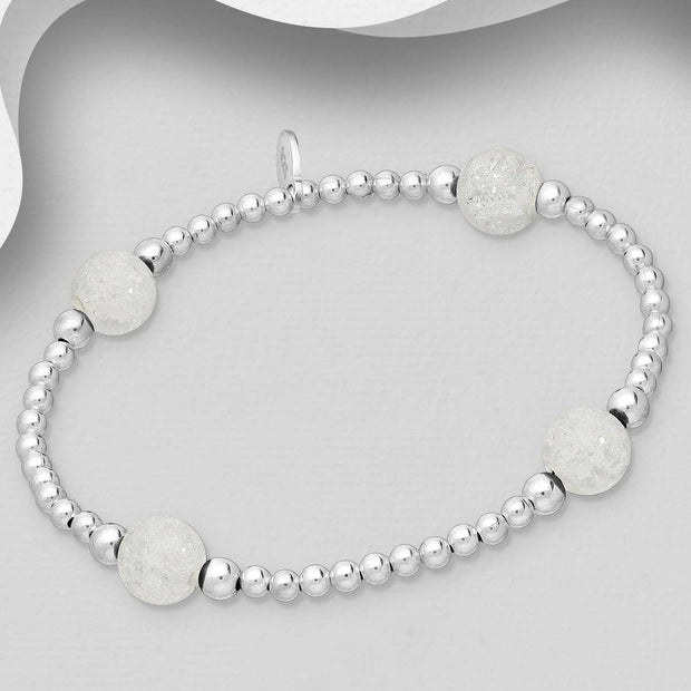 925 Silver Bracelet | Quartz Bead Bracelet