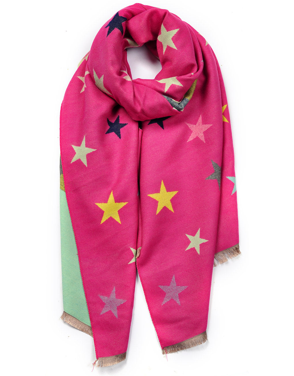 Luxury Cashmere Blend Star Scarf | Hot Pink